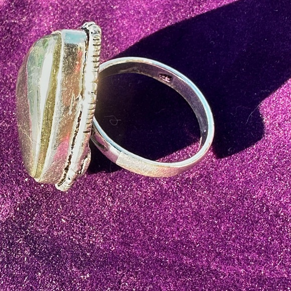 Golden Pyrite Cab Ring 925 size 8 - Picture 6 of 10